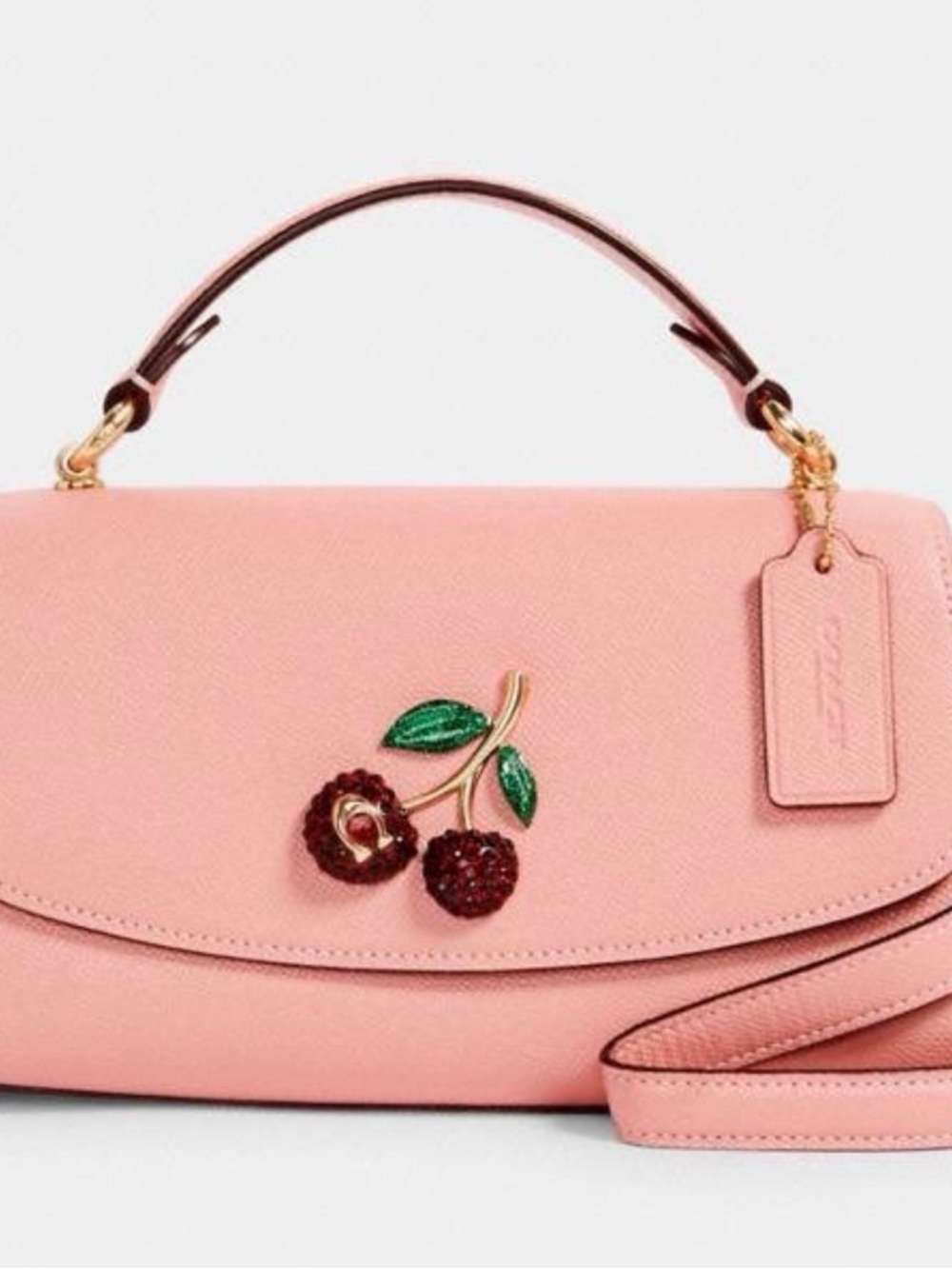 Coach Coral Pink Cherry Appliqué Top-Handle Satchel - Picture 8 of 8